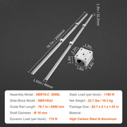Charger l'image dans la visionneuse de galerie, Amocart 2PCS Linear Guide Rails SBR12 SBR16 SBR20 SBR25 800-2200mm & 4PCS UU Bearing Blocks Smooth Motion DIY Mills CNC Parts