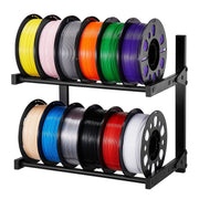 Charger l'image dans la visionneuse de galerie, Amocart 2-Tier Wall Mount Printer Filament Storage Rack with Wheels Rolling Filament Spool Holders for 3D Printing Studio