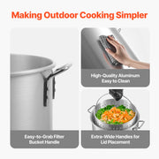 Charger l'image dans la visionneuse de galerie, Amocart 60/80/100Qt Seafood Boiling Kit with Strainer Cooking Set for Crab Crawfish Boiling Aluminum Stockpot with Steamer Rack
