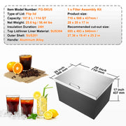 Bild in Galerie-Viewer laden, Amocart Drop in Ice Chest Stainless Steel Ice Cooler Commercial Ice Bin with Hinged Cover Outdoor Kitchen Ice Bar