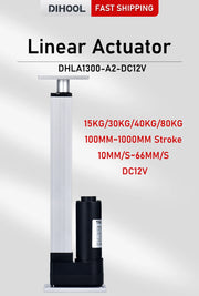 Load image into Gallery viewer, DHLA1300-A2 DC12V linear actuator 100MM~1000MM stroke 15kg/30kg/40kg/80kg load 10mm/s~66mm/s 30W electric lifting motor