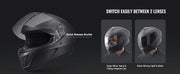 Charger l'image dans la visionneuse de galerie, Amocart Full Face Motorcycle Helmet Smart Street ABS & High Density Helmet with Bluetooth Slot & Interchangeable Len, for Adult