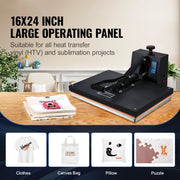 Bild in Galerie-Viewer laden, Amocart Heat Press Machine 15" x 15" /16" x 20" /16" x 24" Sublimation Printer Manual Clamshell Transfer on DIY T-shirt Pillow