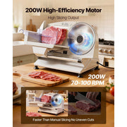 Charger l'image dans la visionneuse de galerie, Amocart 200W Meat Slicer 7.5" Electric Deli Slicer with 2 SUS420 Blades & 0-0.6" Adjustable Thickness for Frozen Meat Ham Steak