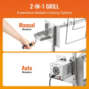 Load image into Gallery viewer, 【Premium】Amocart 35inch Rotisserie Grill Electric Motor Charcoal Spit Grill Stainless Steel Roaster w/Lock le Wheels for Campin