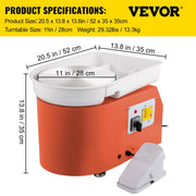 Bild in Galerie-Viewer laden, Amocart Electric Pottery Wheel Machine 28cm 350W Manual Handle Foot Pedal for School Ceramic Clay Working Forming DIY Art Craft