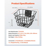 Charger l'image dans la visionneuse de galerie, SucceBuy Front Bike Basket Electric Scooter Basket - Max Bearing 20 lbs Construct from Solid Steel Kids / Adults Bicycle Basket