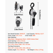 Load image into Gallery viewer, Amocart 0.25/0.5T Manual Lever Chain Hoist Come Along 5/10/20ft Lift Height with Dual Pawl Brake & Hooks for Warehouse Garage