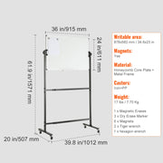 Bild in Galerie-Viewer laden, Amocart Rolling Magnetic Whiteboard Double-Sided Mobile Whiteboard 360° Reversible Adjustable Height Dry Erase Board for School