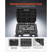 Charger l'image dans la visionneuse de galerie, Amocart Socket Set 86 Pieces 3/8 1/4 1/2in Drive Socket and Ratchet Set SAE Metric Mechanic Tool Kit with Ratchet Wrench