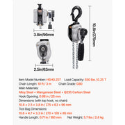 Load image into Gallery viewer, Amocart 0.25/0.5T Manual Lever Chain Hoist Come Along 5/10/20ft Lift Height with Dual Pawl Brake & Hooks for Warehouse Garage