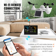 Charger l'image dans la visionneuse de galerie, SucceBuy 7-in-1 Wi-Fi Weather Station 7.5 in Color Display + Solar Wireless Outdoor Sensor Alarm Alerts for Temperature Humidity