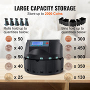 Charger l'image dans la visionneuse de galerie, Amocart 230/300 Coins/Min USD Coin Sorter Wrapper Professional Electric Automatic Machine LED Display for School Shop Bank Home