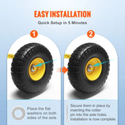 Charger l'image dans la visionneuse de galerie, SucceBuy 2-Pack Solid PU Run-Flat Tire Wheel 10" Flat Free Tubeless Tires and Wheels for Dollies Garden Trailers Various Carts