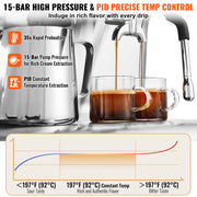 Charger l'image dans la visionneuse de galerie, Amocart Espresso Machine with Grinder 15 Bar Semi-Automatic Espresso Coffee Maker with Milk Frother Steam Wand