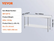 Bild in Galerie-Viewer laden, Amocart 4 Size Stainless Steel Prep Table Heavy Duty Metal Worktable Commercial Work Table for Restaurant and Home