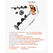 Bild in Galerie-Viewer laden, Amocart Electric Ice Auger Cold-Resistant 2 in 1 Cordless Ice Fishing Augers and Earth Auger with 8" Ices & Earth Drill Bit