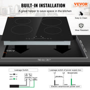 Charger l'image dans la visionneuse de galerie, Amocart 2/4/5 Burners Built-in Induction Stove Top 12/24/30in Ceramic Glass Electric Cooktop For Household Commercial Cooking