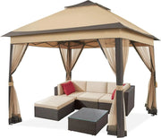 Load image into Gallery viewer, Gazebo 3.3x3.3m Waterproof Stable Pop Up Folding Gazebo, Adjustable Garden Gazebo with 4 Mosquito Net Side Panels & Double Roof