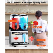 Charger l'image dans la visionneuse de galerie, Amocart Commercial Frozen Drink Maker 15Lx2 Double Tank Slushy Machine 120Cups StainlessSteel Slushie Maker for Home Party Cafe