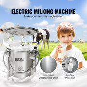 Load image into Gallery viewer, Amocart Goat Milking Machine Stainless Steel Bucket Electric Automatic Pulsation Cup Tubes Adjustable Suction for Cow and Sheep