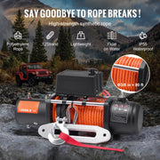 Charger l'image dans la visionneuse de galerie, Amocart 13500lbs Electric Winch Car Truck Winch with 80ft Synthetic Rope Wireless & Wired Remote Control for Towing Off-Road