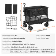 Charger l'image dans la visionneuse de galerie, Amocart Collapsible Folding Wagon Beach Wagon Cart with All-Terrain Wheels Drink Holder Sport Wagon for Camping Shopping Garden