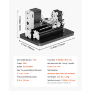 Bild in Galerie-Viewer laden, Amocart 2.76x5.12 in Mini Metal Lathe Machine 36W 20,000 RPM Speed + 3-jaw Chuck Aluminum Alloy for Processing Precision Parts