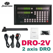 Load image into Gallery viewer, DRO-2V Professional Digital Readout Display and 2 pieces Linear Glass Scale Encoder Grating Ruler For Lathe milling machines