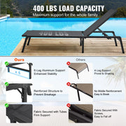 Load image into Gallery viewer, Amocart Chaise Lounge Chair Outdoor Aluminum Patio LoungeFolding Pool Lounge Recliner Full Flat for Patio Beach Pool Dark Grey