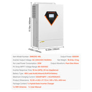 Charger l'image dans la visionneuse de galerie, Amocart Hybrid Solar Inverter 3500W/6000W 24V DC to Single-Phase 220/230V AC, Built-in 100A MPPT Solar Controller for Off-Grid