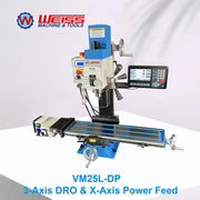 Charger l'image dans la visionneuse de galerie, WEISS Milling Machine VM25L 1100W Brushless Motor Mill Drill MT3 R8 Variable Speed 2250rpm for Precision Machining