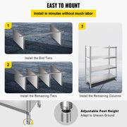 Load image into Gallery viewer, Amocart 4-Tier Stainless Steel Commercial Storage Rack Shelf for Kitchen Warehouse Garage Storing Kitchenware