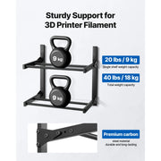 Charger l'image dans la visionneuse de galerie, Amocart 2-Tier Wall Mount Printer Filament Storage Rack with Wheels Rolling Filament Spool Holders for 3D Printing Studio