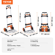 Charger l'image dans la visionneuse de galerie, Amocart 275/309 lbs Folding Hand Truck Portable Unity Cart Dolly with Telescoping Handle and Binding Rope for Moving Warehouse