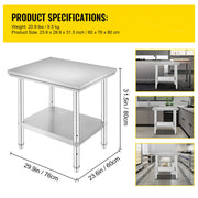 Bild in Galerie-Viewer laden, Amocart Stainless Steel Table for Prep & Work Metal Commercial Kitchen Heavy Duty Table with Adjustable Under Shelf and Foot