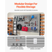 Bild in Galerie-Viewer laden, Amocart 8x4ft White/Grey Slat Wall Paneling PVC Garage Slatwall with Accessories Adjustable Tool Storage Panel Fits for Display
