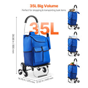 Bild in Galerie-Viewer laden, Amocart 36L Folding Shopping Cart Stair Climbing Handcart with Wheels & Oxford Cloth Bag Hand Truck for Grocery Laundry Storage