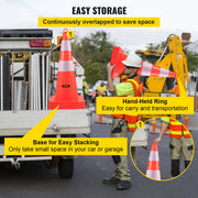 Charger l'image dans la visionneuse de galerie, Amocart Tools Safety Cones 12"x28" High Visibility PVC Orange Traffic Cones with Heavy-Duty Base Used for Traffic Road Control