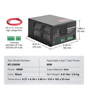 Bild in Galerie-Viewer laden, Amocart CO2 Laser Power Supply for 40W/60W/80W/100W/150W Laser Tube US 110V Compatible for Multi-brand Laser Engravers, Cutters