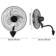 Charger l'image dans la visionneuse de galerie, Amocart Wall Mount Fan 18/20 in Wall Mounted Hanging Fan with IP44-rated Protection 3-Speed Long Airflow Distance for Industry