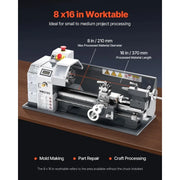 Charger l'image dans la visionneuse de galerie, Amocart 8x16in 550W Benchtop Lathe Machine Variable Speed & 0.0003in Spindle Accuracy Metal Gear for Processing Precision Parts