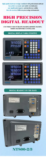 Load image into Gallery viewer, NT800 2/3 Axis Display LCD DRO Digital Readout TTL AC110V/220V For Milling boring machine EDM Linear Scale Encoder 9 Languages