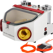 Charger l'image dans la visionneuse de galerie, Amocart Dental Lab Sandblaster Equipment 2 Pen+2 Tanks with LED Light Large View Window Foot Pedal Control for Removing Oxides