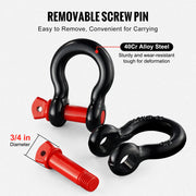 Charger l'image dans la visionneuse de galerie, Amocart 4pcs 5/8" D-Ring Shackle 8T 13T Breaking Strength Tow Hook with 3/4" Screw Pin for Truck Off Road Towing Accessories