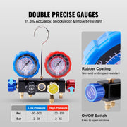 Bild in Galerie-Viewer laden, Amocart 4 Way AC Gauge-AC Manifold Gauge Set 5ft Hoses for R134A/R22/R12/R410A Work on Car Auto Freon Charging and Evacuation