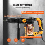 Charger l'image dans la visionneuse de galerie, Amocart 1600W Rotary Hammer Drill Max Drilling 42mm 3 Modes Max Corded Demolition Chipping Metal Concrete Breaker Jackhammer