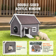 Bild in Galerie-Viewer laden, Amocart Outdoor Cat House 22"x30"x26" Weatherproof Feral Cat Shelter for Multiple Cats Outdoor Wooden Cat House with Side Door