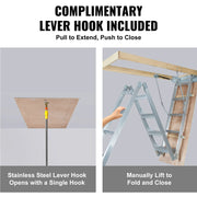 Load image into Gallery viewer, Amocart Attic Ladder Foldable 350pound 22.5" x 63" Multi-Purpose Aluminium Extension Light Fits 9.5'-12' Ceiling Heights