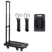 Charger l'image dans la visionneuse de galerie, Amocart Folding Hand Truck 500 lbs Load Capacity Collapsible Luggage Cart with 6 Wheels 2 Elastic Ropes & Expandable Base Black